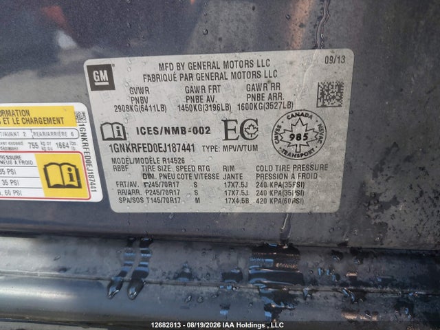 Chevrolet Traverse Ls 2014 1GNKRFED0EJ187441 Image 9