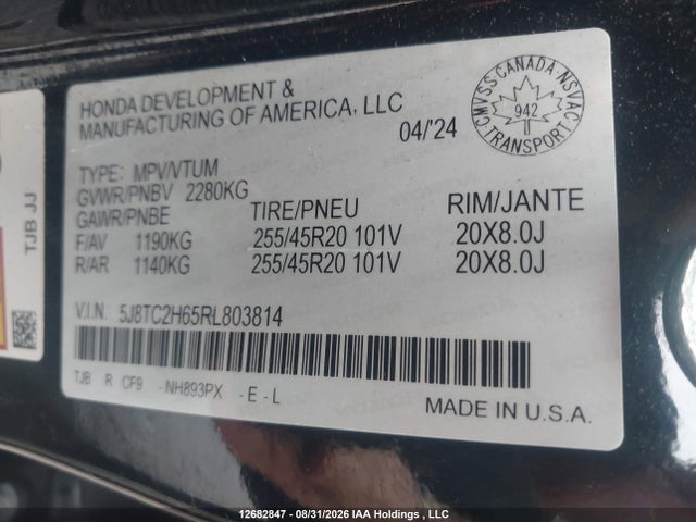 Aukcja sprzedaży 2024 Acura Rdx A-spec, vin: 5J8TC2H65RL803814, numer aukcji: 12682847
