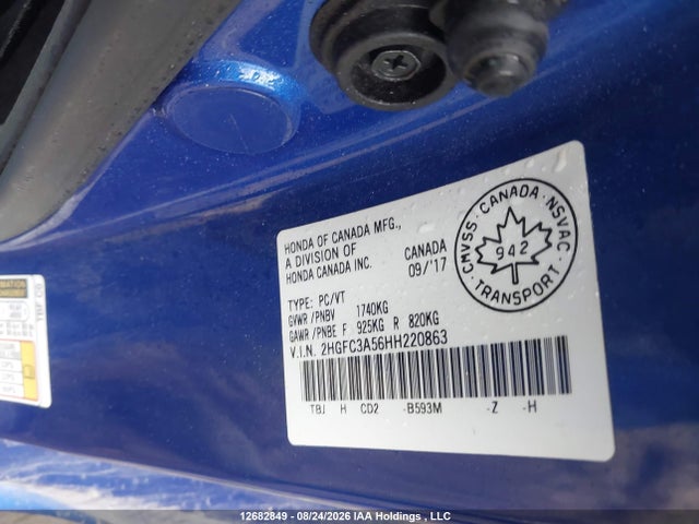 Honda Civic 2017 2HGFC3A56HH220863 Image 9