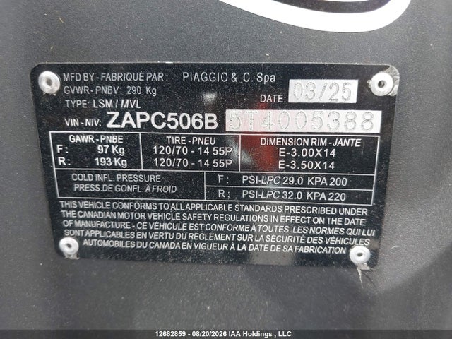 Vespa Piaggio Typhoon 2026 ZAPC506B5T4005388 Image 14