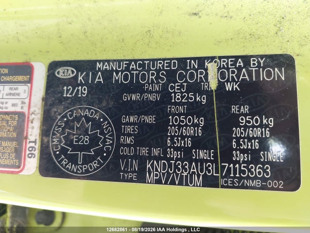 KIA SOUL EX 2020 KNDJ33AU3L7115363 Image 9
