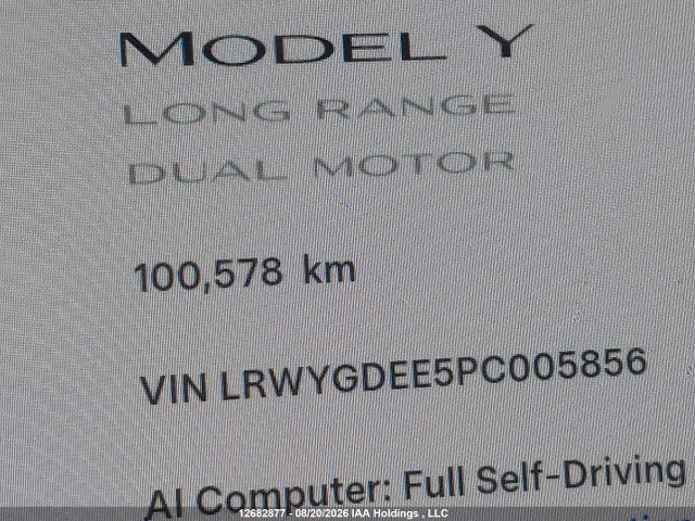 Aukcja sprzedaży 2023 Tesla Model Y, vin: LRWYGDEE5PC005856, numer aukcji: 12682877