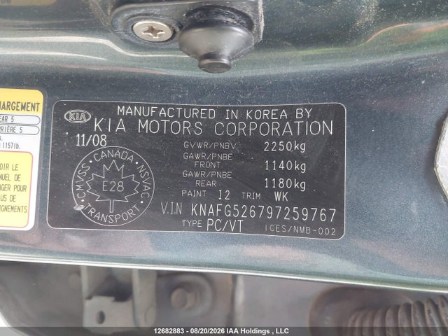 Продаж на аукціоні авто 2009 Kia Rondo Ex-v6/ex-v6 Luxury, vin: KNAFG526797259767, номер лоту: 12682883
