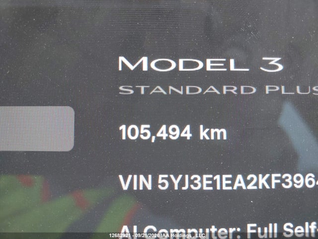 12682921 :رقم المزاد ، 5YJ3E1EA2KF396426 vin ، 2019 Tesla Model 3 Long Range/mid Range/standard Range/standard Range Plus مزاد بيع