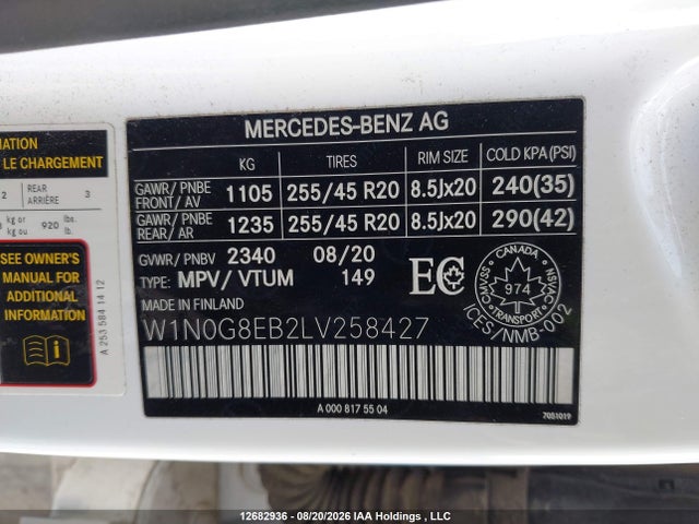 W1N0G8EB2LV258427 Mercedes-Benz Glc 300 4matic