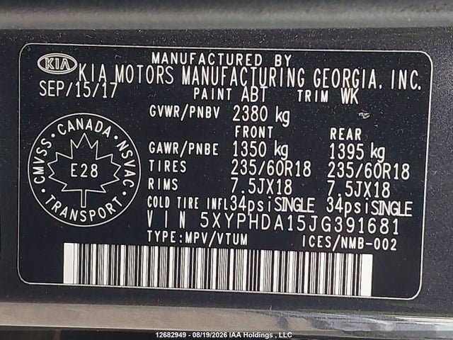 KIA SORENTO EX 2018 5XYPHDA15JG391681 Image 9