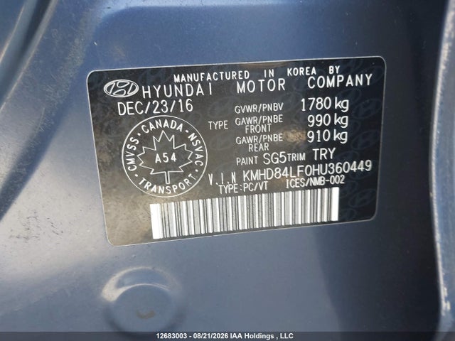 KMHD84LF0HU360449 Hyundai Elantra