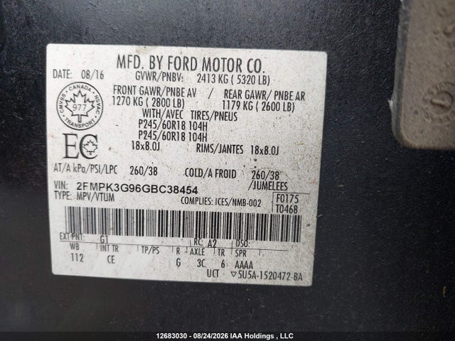 Ford EDGE SE 2016 2FMPK3G96GBC38454 Image 18