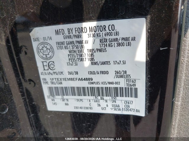 Ford F-150 Xlt 2014 1FTEX1EM8EFA64889 Image 9
