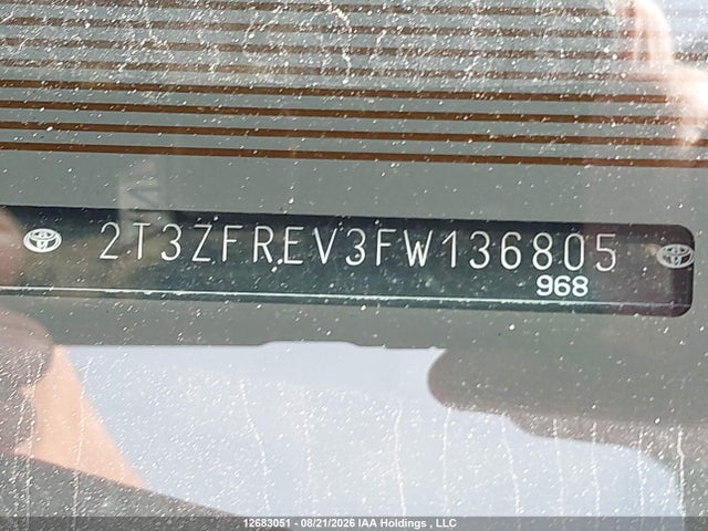 12683051 :رقم المزاد ، 2T3ZFREV3FW136805 vin ، 2015 Toyota Rav4 Le مزاد بيع