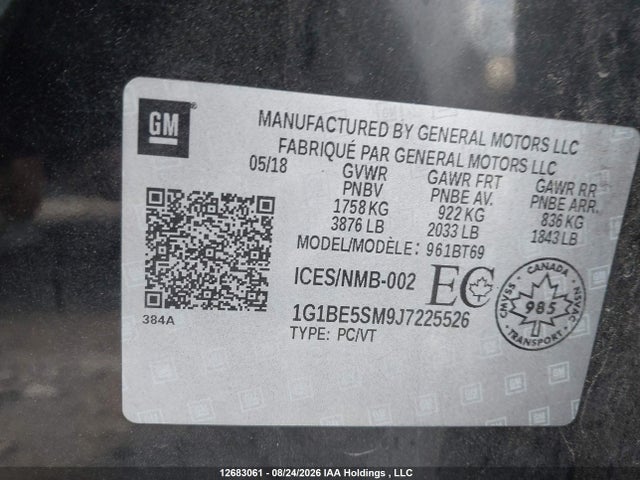 Chevrolet Cruze Lt Auto 2018 1G1BE5SM9J7225526 Image 9