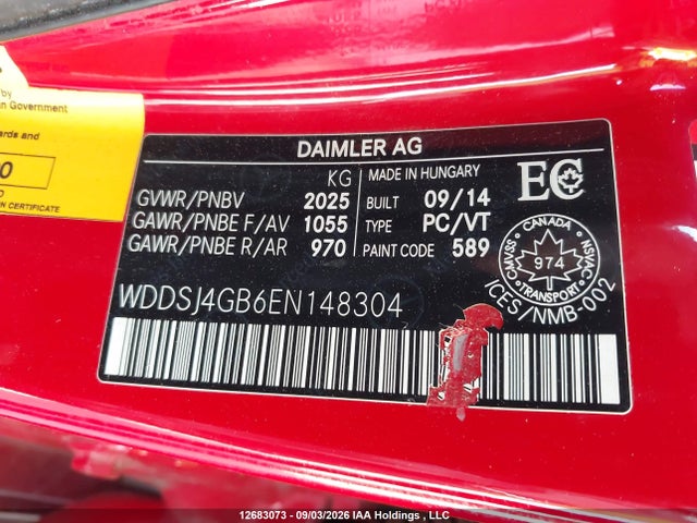 Aukcja sprzedaży 2014 Mercedes-benz Cla 250 4matic, vin: WDDSJ4GB6EN148304, numer aukcji: 12683073