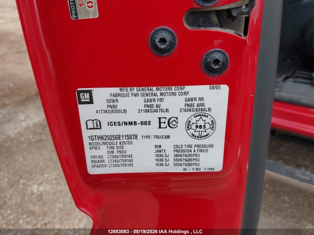 12683083 :رقم المزاد ، 1GTHK29256E115878 vin ، 2006 Gmc Sierra 2500hd Sl/sle مزاد بيع