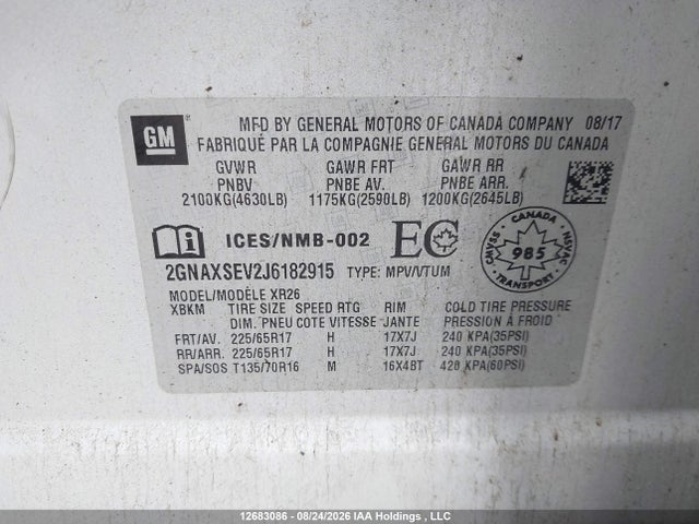 2GNAXSEV2J6182915 Chevrolet Equinox