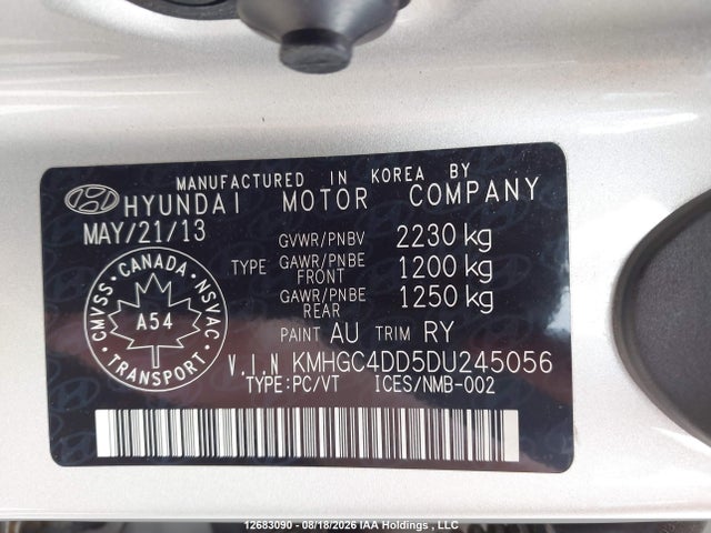 Продаж на аукціоні авто 2013 Hyundai Genesis 3.8l, vin: KMHGC4DD5DU245056, номер лоту: 12683090