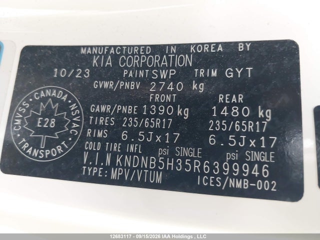 Продажа на аукционе авто 2024 Kia Carnival Lx, vin: KNDNB5H35R6399946, номер лота: 12683117