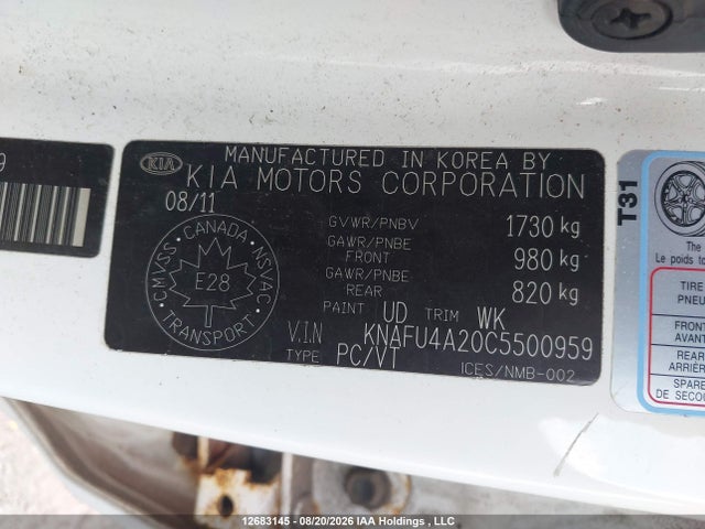 Продаж на аукціоні авто 2012 Kia Forte 2.0l Ex, vin: KNAFU4A20C5500959, номер лоту: 12683145