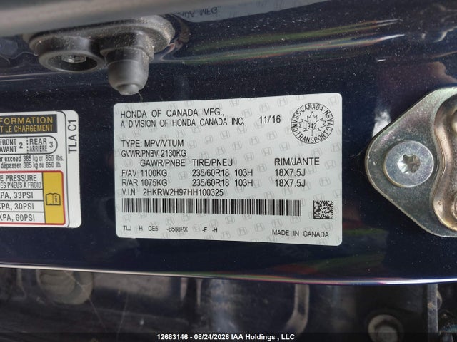 2HKRW2H97HH100325 Honda Cr-v Touring