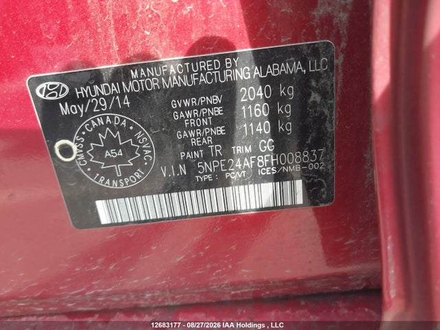 Hyundai SONATA GL 2015 5NPE24AF8FH008837 Image 9