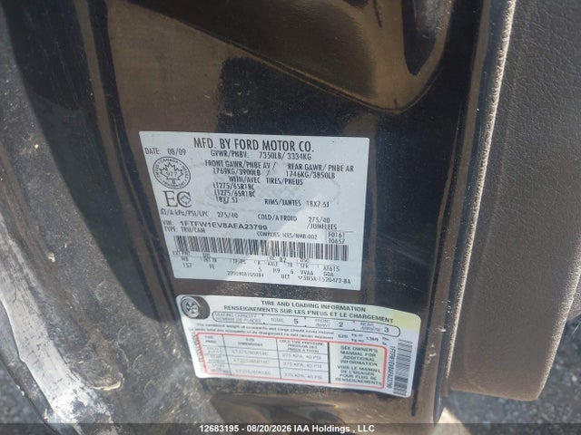12683195 :رقم المزاد ، 1FTFW1EV8AFA23799 vin ، 2010 Ford F150 Supercrew مزاد بيع
