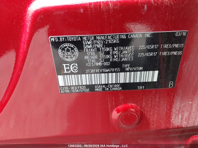Toyota RAV4 LE 2016 2T3BFREV1GW470155 Image 9