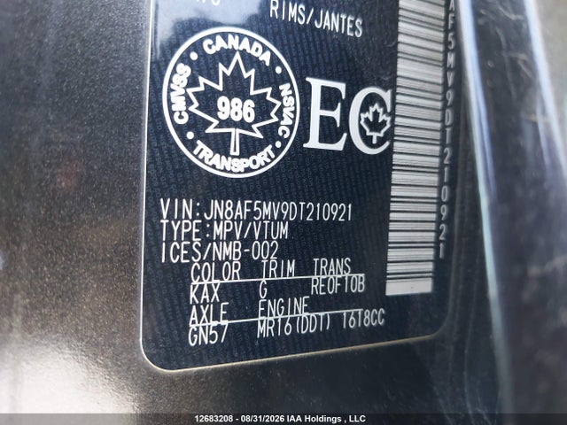 12683208 :رقم المزاد ، JN8AF5MV9DT210921 vin ، 2013 Nissan Juke Nismo/sl/sv مزاد بيع