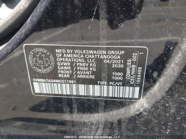 Volkswagen Passat Highline 2021 1VWBA7A34MC011981 Image 9