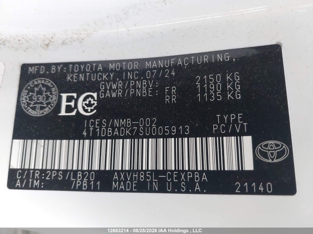 Toyota Camry 2025 4T1DBADK7SU005913 Image 9