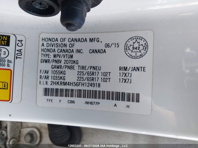 Honda CR-V 2015 2HKRM4H56FH124918 Image 9