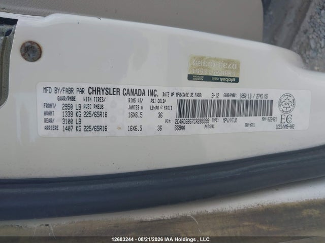 Продажа на аукционе авто 2012 Dodge Grand Caravan Se/sxt, vin: 2C4RDGBG7CR289399, номер лота: 12683244