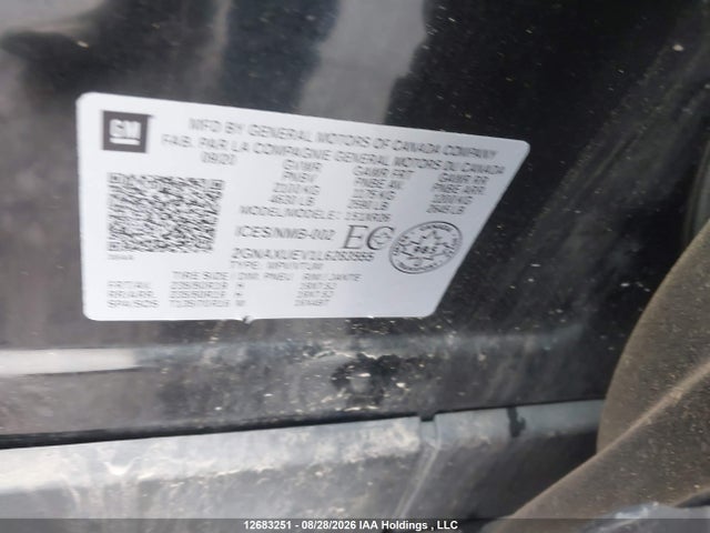 2020 Chevrolet Equinox Lt მანქანა იყიდება აუქციონზე, vin: 2GNAXUEV1L6283555, აუქციონის ნომერი: 12683251
