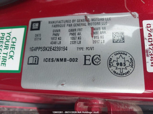 Buick Verano 2014 1G4PP5SK2E4239194 Image 9