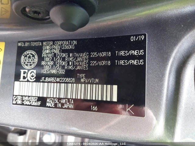 12683275 :رقم المزاد ، JTJBARBZ4K2208828 vin ، 2019 Lexus Nx 300 مزاد بيع