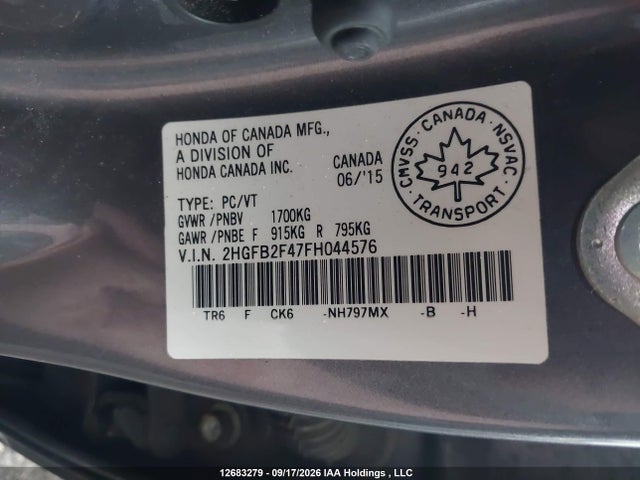 Honda Civic Lx 2015 2HGFB2F47FH044576 Image 9