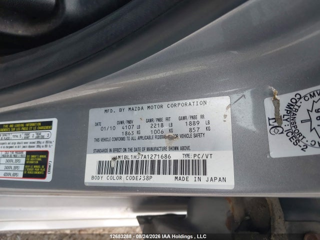 Продажа на аукционе авто 2010 Mazda 3, vin: JM1BL1H57A1271686, номер лота: 12683288