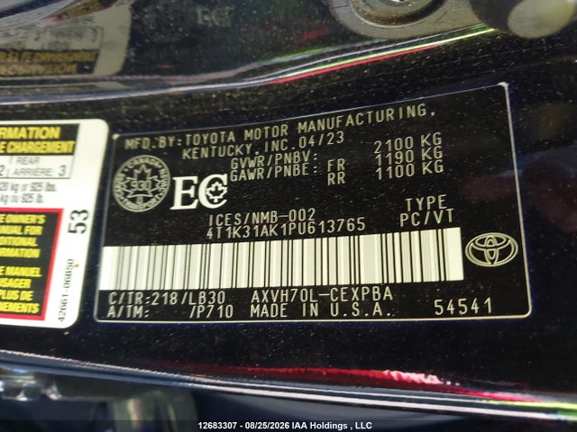4T1K31AK1PU613765 Toyota Camry Hybrid Xse