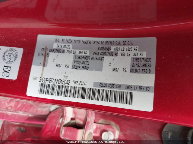 Mazda Mazda3 Gx 2022 3MZBPAB73NM315042 Image 18