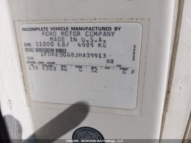 1988 Ford Econoline E350 Cutaway Van მანქანა იყიდება აუქციონზე, vin: 1FDKE30G8JHA39913, აუქციონის ნომერი: 12683360