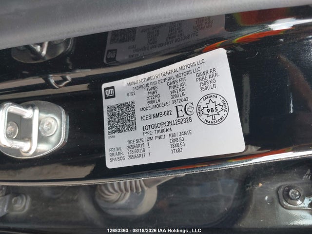 GMC Canyon Elevation 2022 1GTG6CEN3N1252328 Image 9