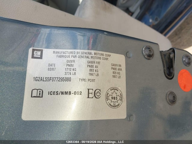 Продажа на аукционе авто 2007 Pontiac G5 Se, vin: 1G2AL55F077295080, номер лота: 12683364