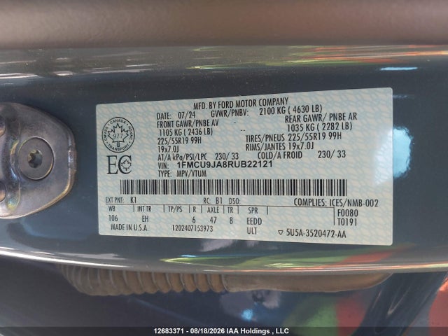Ford Escape Platinum 2024 1FMCU9JA8RUB22121 Image 9