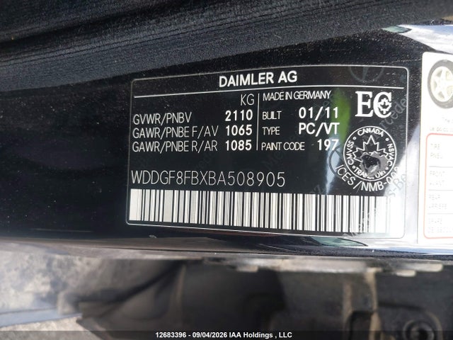 2011 Mercedes-benz C-class მანქანა იყიდება აუქციონზე, vin: WDDGF8FBXBA508905, აუქციონის ნომერი: 12683396