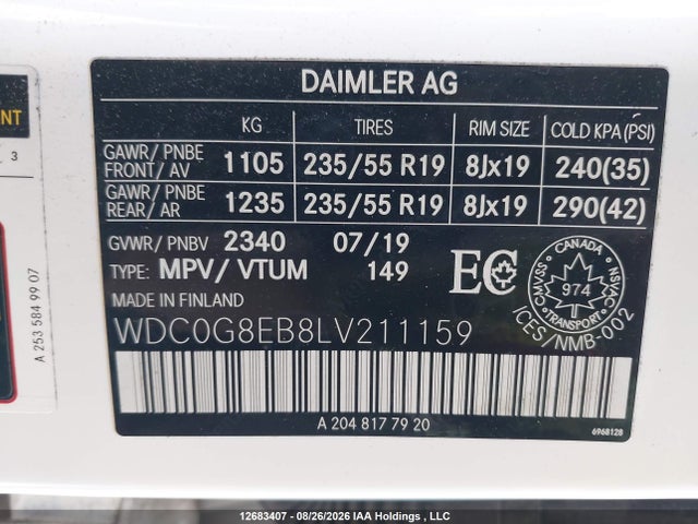 Продаж на аукціоні авто 2020 Mercedes-benz Glc 300 4matic, vin: WDC0G8EB8LV211159, номер лоту: 12683407