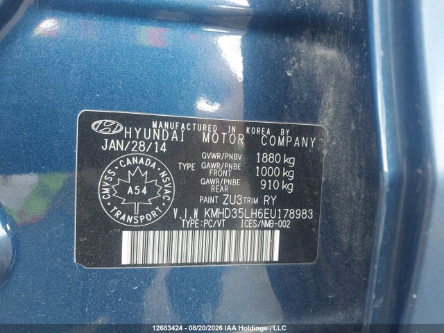 Auction sale of the 2014 Hyundai Elantra Gt, vin: KMHD35LH6EU178983, lot number: 12683424