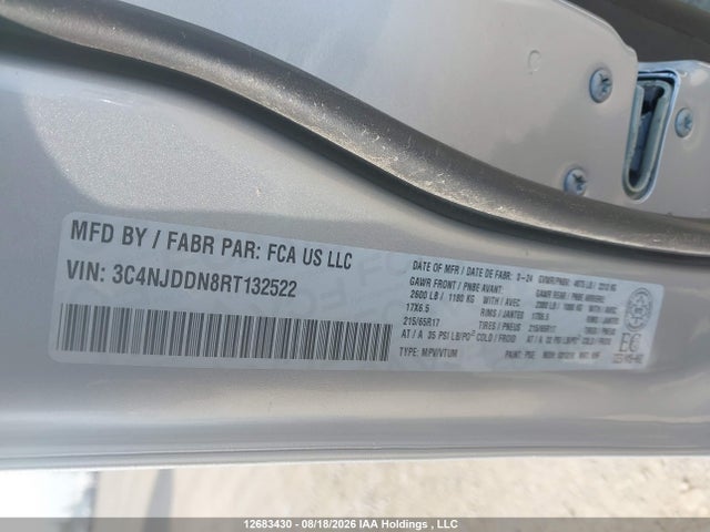 12683430 :رقم المزاد ، 3C4NJDDN8RT132522 vin ، 2024 Jeep Compass Trailhawk مزاد بيع