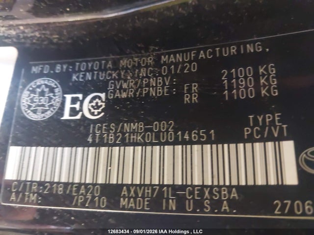 4T1B21HK0LU014651 Toyota Camry Hybrid Se