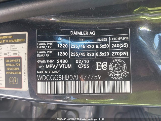 Продаж на аукціоні авто 2010 Mercedes-benz Glk 350 4matic, vin: WDCGG8HB0AF477759, номер лоту: 12683435