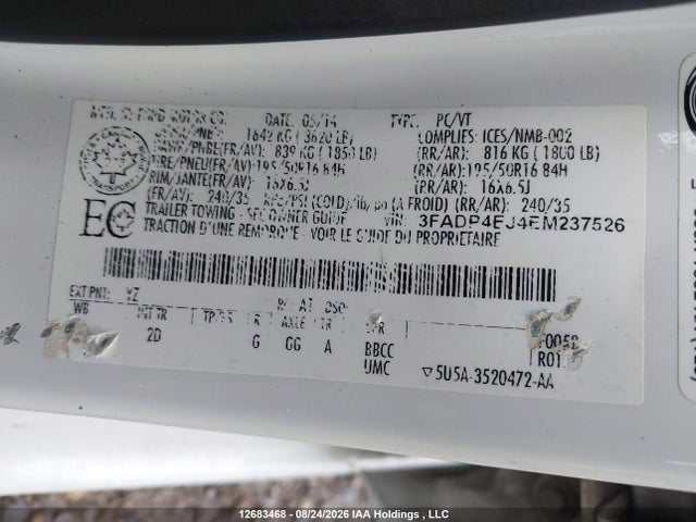 Ford FIESTA SE 2014 3FADP4EJ4EM237526 Image 9