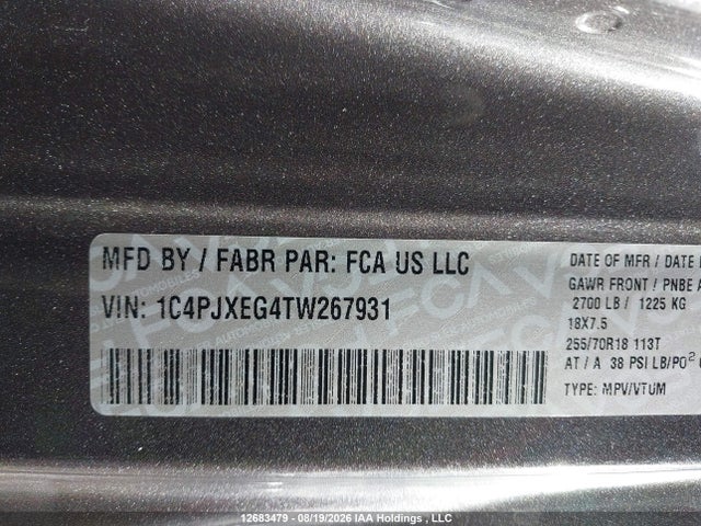 1C4PJXEG4TW267931 Jeep Wrangler Sahara