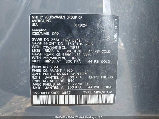 Aukcja sprzedaży 2024 Volkswagen Id.4 Pro, vin: 1V2URPE8XRC013847, numer aukcji: 12683490